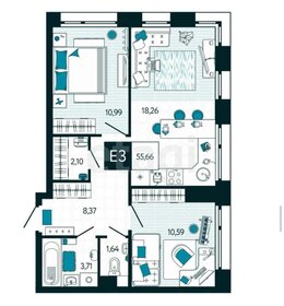 Квартира 55,7 м², 3-комнатная - изображение 3