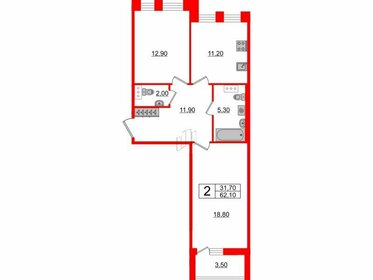 61,7 м², 2-комнатная квартира 20 990 000 ₽ - изображение 113