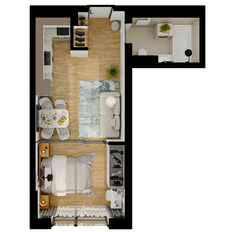 Квартира 34,4 м², 1-комнатная - изображение 3