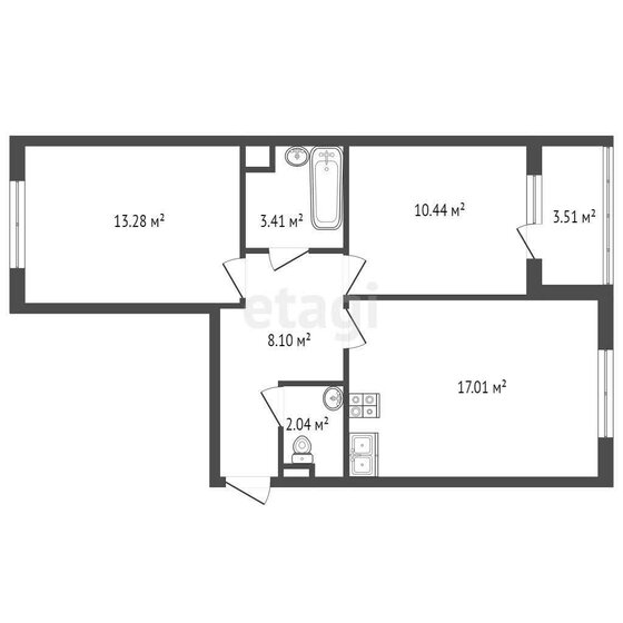 56 м², 2-комнатная квартира 11 500 000 ₽ - изображение 1