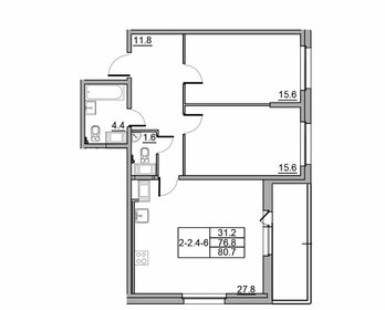 Квартира 76,8 м², 2-комнатная - изображение 5
