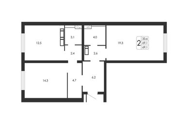 Квартира 69,1 м², 2-комнатная - изображение 1