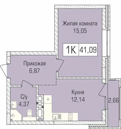 40,8 м², 1-комнатная квартира 5 248 320 ₽ - изображение 1