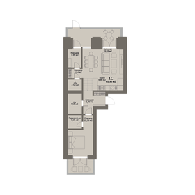 Квартира 61,4 м², 1-комнатная - изображение 1
