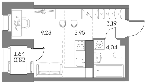 Квартира 23,2 м², студия - изображение 1