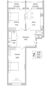 Квартира 90,1 м², 2-комнатная - изображение 1