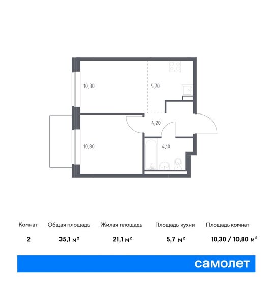 35,1 м², 1-комнатная квартира 9 401 995 ₽ - изображение 1