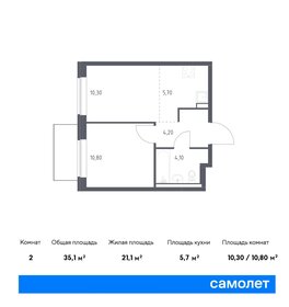 Квартира 35,1 м², 1-комнатная - изображение 1