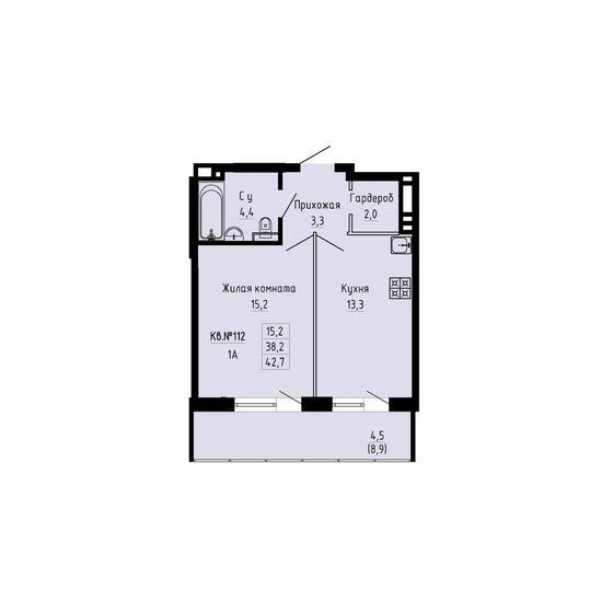 42,7 м², 1-комнатная квартира 6 020 700 ₽ - изображение 22