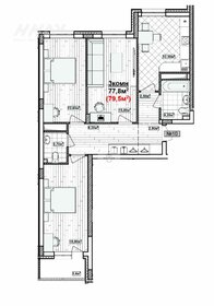 Квартира 79,5 м², 3-комнатная - изображение 1