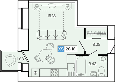 Квартира 26,2 м², студия - изображение 1