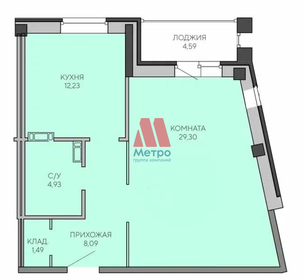 Квартира 61 м², 1-комнатная - изображение 2