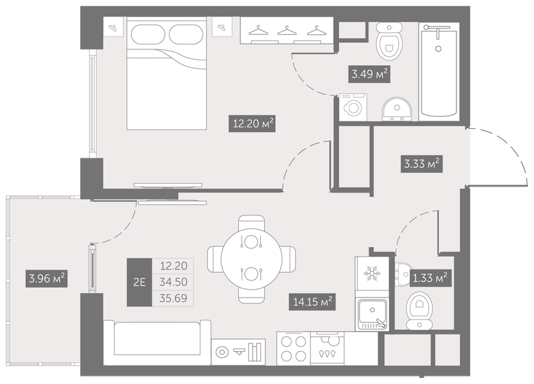 35,7 м², 1-комнатная квартира 4 899 523 ₽ - изображение 1