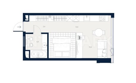 Квартира 34 м², 1-комнатные - изображение 1