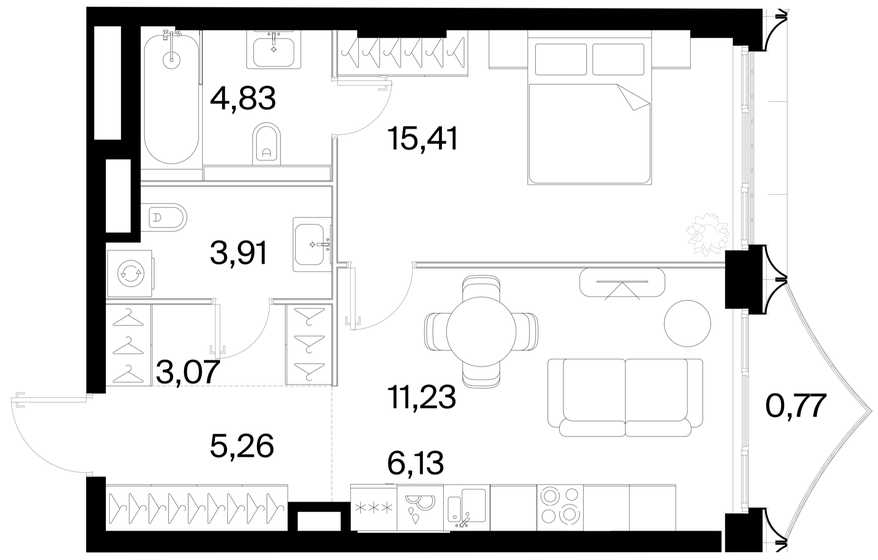 55,5 м², 1-комнатная квартира 39 554 072 ₽ - изображение 28