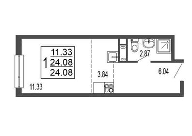 Квартира 24,1 м², студия - изображение 1