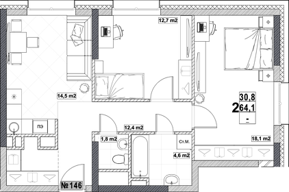 61,9 м², 2-комнатная квартира 8 750 000 ₽ - изображение 58