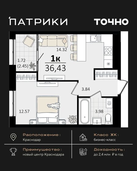 19 м², 1-комнатная квартира 1 500 000 ₽ - изображение 66