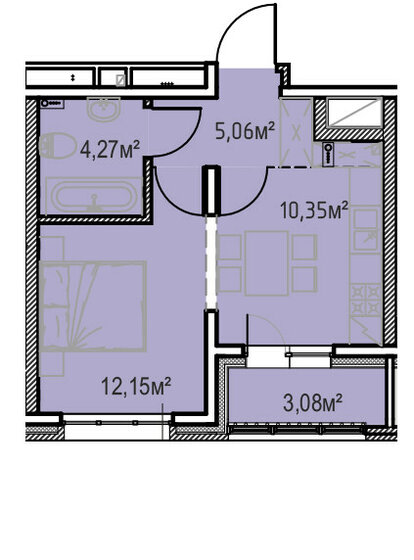 34,9 м², 1-комнатная квартира 5 271 411 ₽ - изображение 1