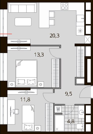 59,7 м², 3-комнатная квартира 24 545 000 ₽ - изображение 1