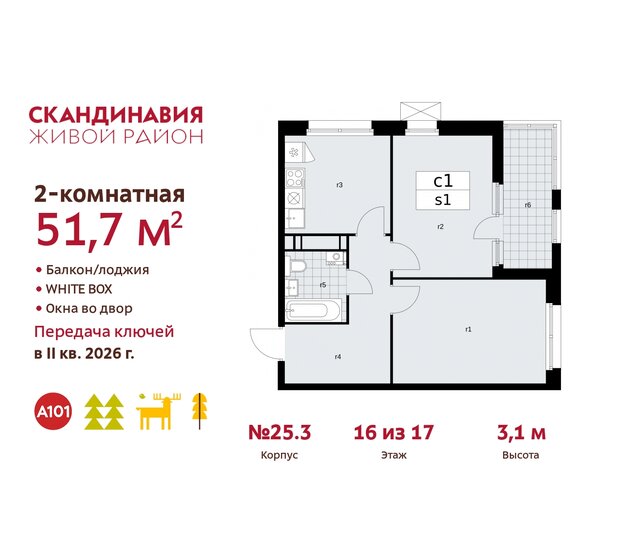51,7 м², 2-комнатная квартира 15 092 155 ₽ - изображение 24