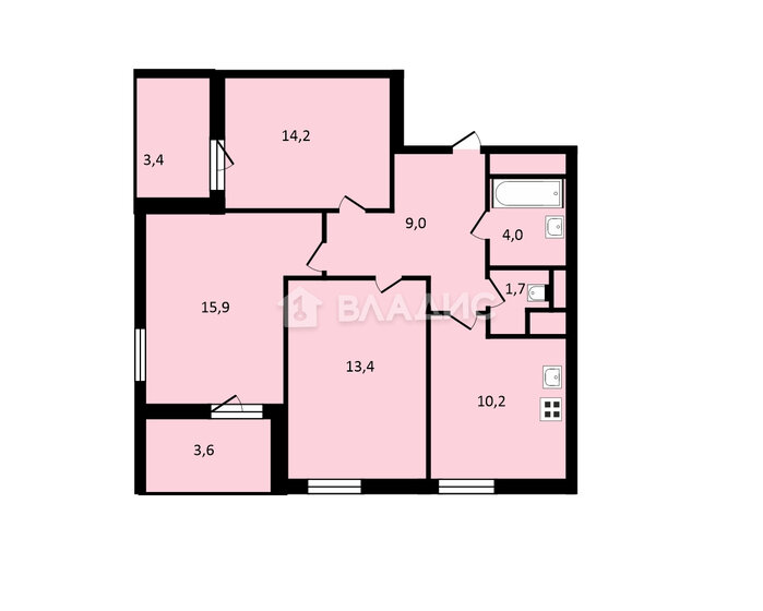 71,9 м², 3-комнатная квартира 17 800 000 ₽ - изображение 50
