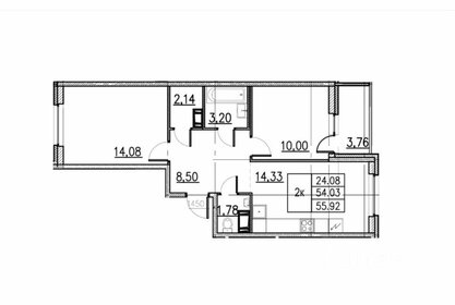 Квартира 55,9 м², 2-комнатная - изображение 1