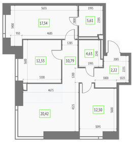 67 м², 3-комнатная квартира 37 490 000 ₽ - изображение 136