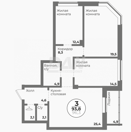 93,8 м², 3-комнатная квартира 16 468 460 ₽ - изображение 51