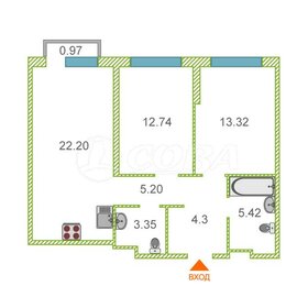 Квартира 67,5 м², 2-комнатная - изображение 1