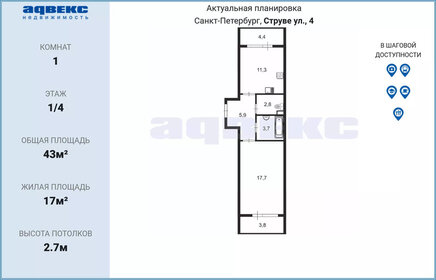 43,5 м², 1-комнатная квартира 8 800 000 ₽ - изображение 95