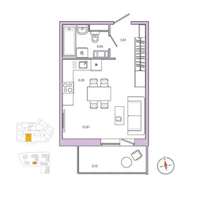 25,4 м², квартира-студия 3 450 000 ₽ - изображение 75