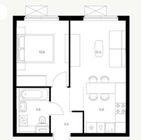 Квартира 36 м², 1-комнатная - изображение 1