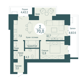 Квартира 70 м², 2-комнатная - изображение 1