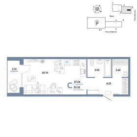 Квартира 37,2 м², студия - изображение 1