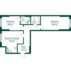 Квартира 76,2 м², 2-комнатная - изображение 1