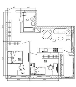 Квартира 63,5 м², 2-комнатная - изображение 1