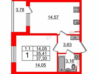 35,4 м², 1-комнатная квартира 6 787 800 ₽ - изображение 6