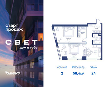 Квартира 58,4 м², 2-комнатная - изображение 1
