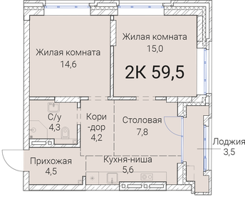 59,2 м², 2-комнатная квартира 11 385 000 ₽ - изображение 31