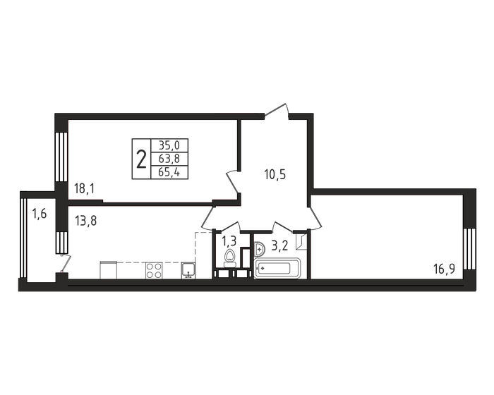 65,4 м², 2-комнатная квартира 10 437 840 ₽ - изображение 51