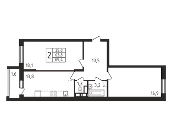 54,9 м², 2-комнатная квартира 7 950 000 ₽ - изображение 105