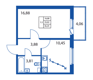 36,4 м², 1-комнатная квартира 5 966 888 ₽ - изображение 43
