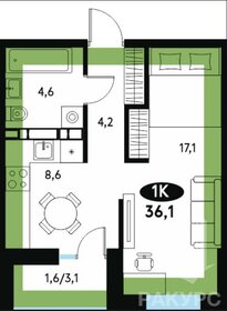 Квартира 36,1 м², 1-комнатная - изображение 1