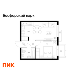 Квартира 38,7 м², 1-комнатная - изображение 1