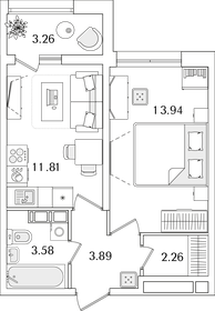 37 м², 1-комнатная квартира 11 329 890 ₽ - изображение 28