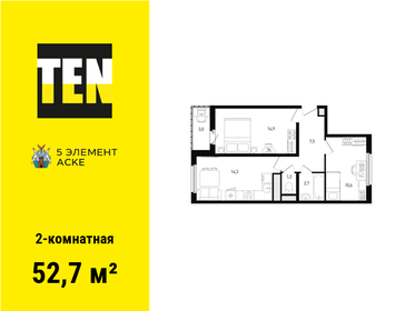 Квартира 52,7 м², 2-комнатная - изображение 1