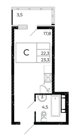 Квартира 23,3 м², студия - изображение 1