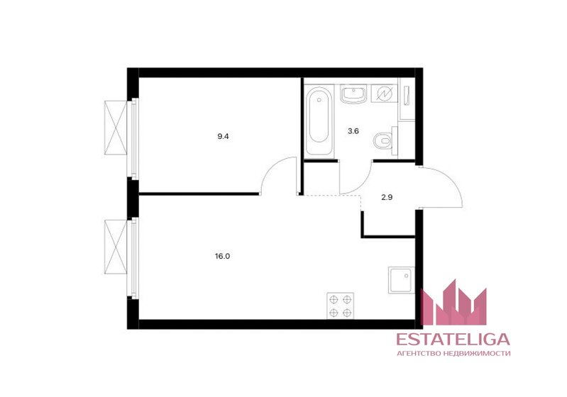 32 м², 1-комнатная квартира 14 400 000 ₽ - изображение 1