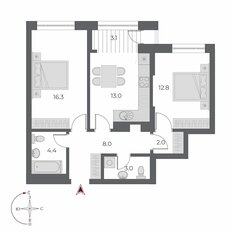 Квартира 62,6 м², 2-комнатная - изображение 2